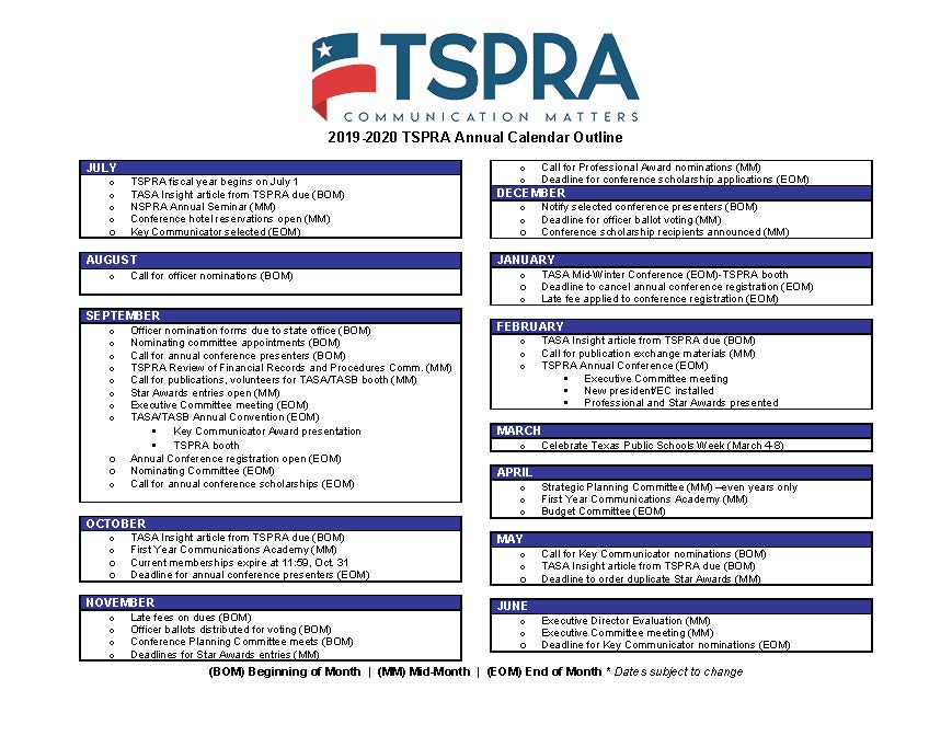 TSPRA Annual Calendar Outline 2019 2020b